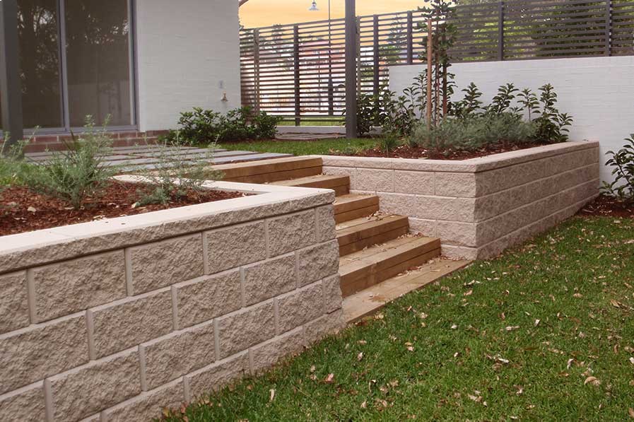 stone block wall in residential nelson garden concrete company